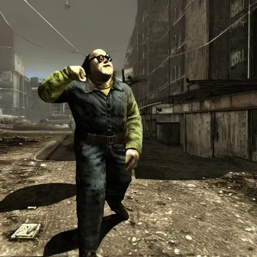 Prompt: screenshot of Danny DeVito in Fallout 3