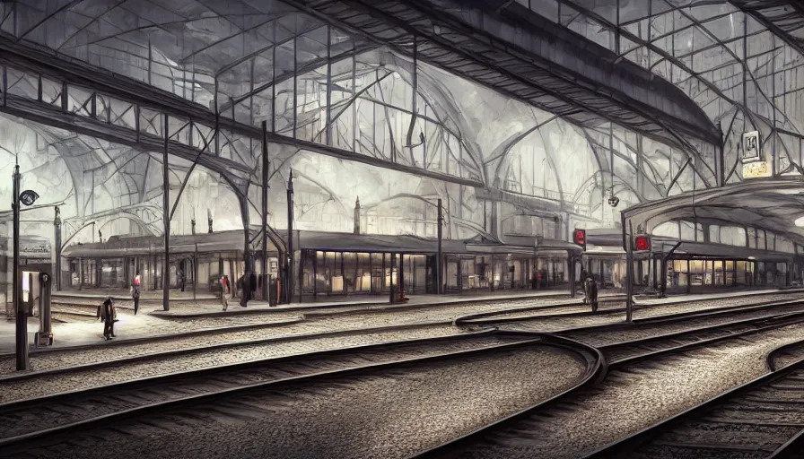 Image similar to rat society dyptopian train station digital art, concept art, wallpaper, photorealistic rendering