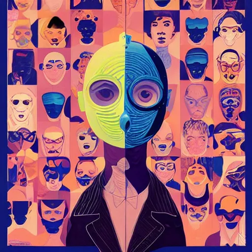 Image similar to portrait of people with sanitary mask, Tristan Eaton, artgerm, Victo Ngai, RHADS, ross draws