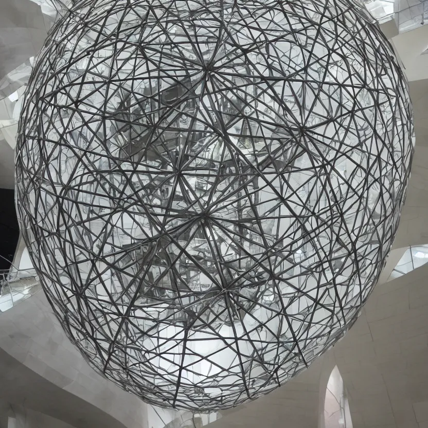 Image similar to one single singular sphere in a museum, courtesy of centre pompidou, courtesy of moma