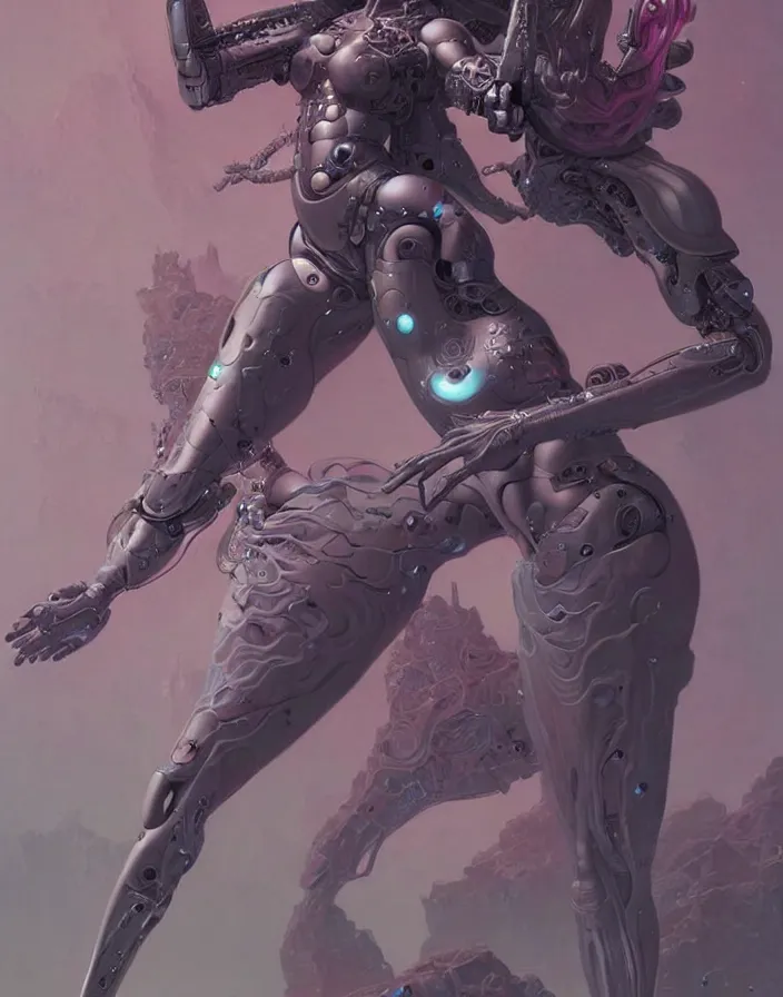 Prompt: a cyborg goddess by Wayne Barlowe and Peter Mohrbacher detailed sharp digital art trending on Artstation