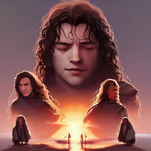 Image similar to face icon stylized minimalist the lord of the rings : the fellowship of the ring 2 0 0 1, loftis, cory behance hd by jesper ejsing, by rhads, makoto shinkai and lois van baarle, ilya kuvshinov, rossdraws global illumination