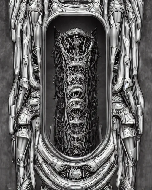 Image similar to frame mirror design by hr giger, biomechanical, 4 k, hyper detailed