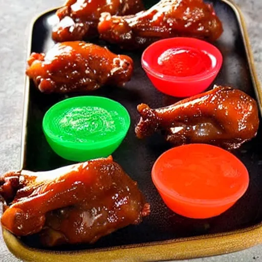 Prompt: jello shaped like chicken wings