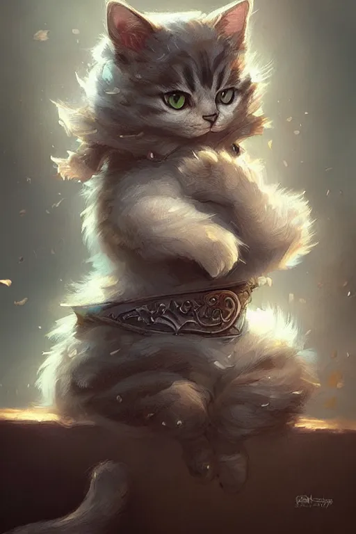 Prompt: cute cat, highly detailed, d & d, fantasy, highly detailed, digital painting, trending on artstation, concept art, sharp focus, illustration, art by artgerm and greg rutkowski and fuji choko and viktoria gavrilenko and hoang lap