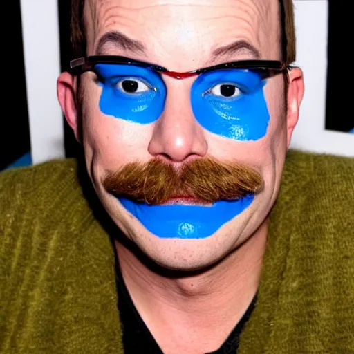 Prompt: tobias funke, from arrested development, wearing blue face paint as a muppet