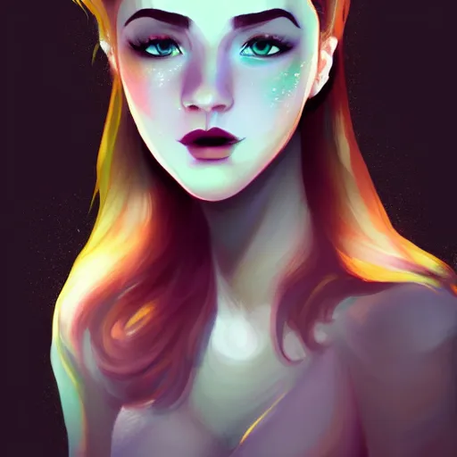 Prompt: portrait of a woman inspired by lois van baarle, iridescent, nature, light make - up