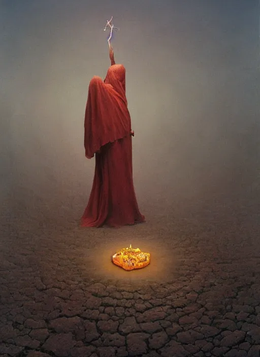 Image similar to a ray traced painting of a necromancer casting an evil spell, fantasy art, 4k, HDR, photorealistic, 8k by zdzisław beksiński