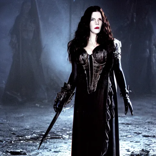 Image similar to full body phot of liv tyler as a vampire warrior