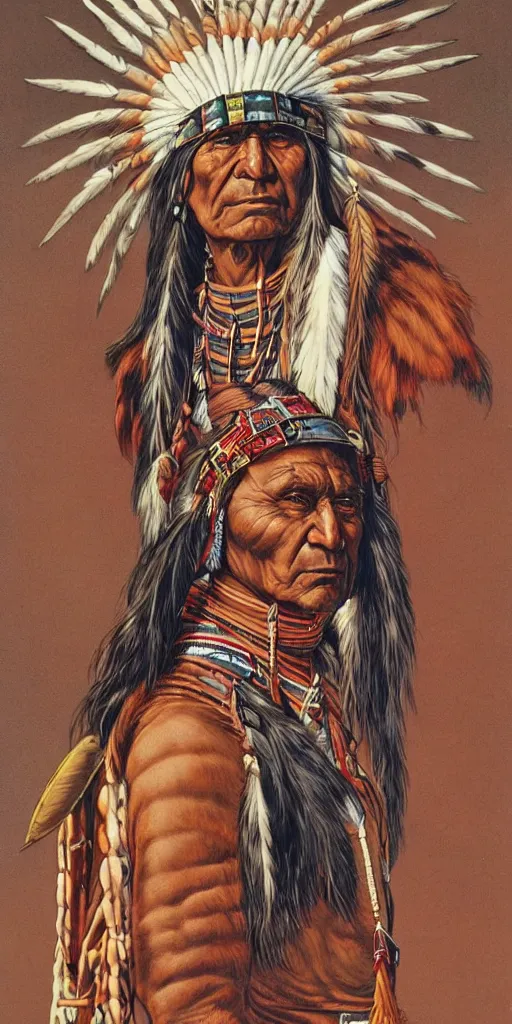 Image similar to of native american chief by p moebius