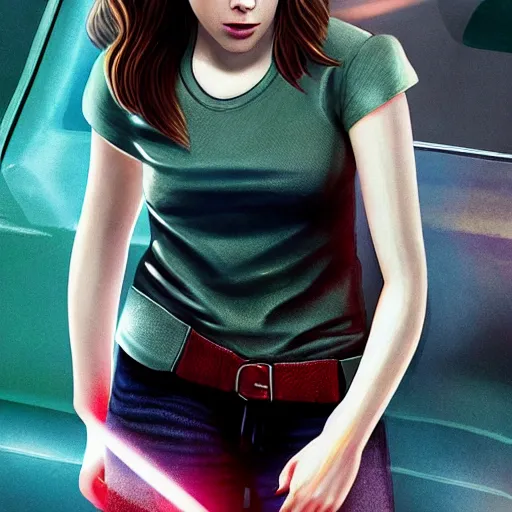 Image similar to anna kendrick gta v character poster