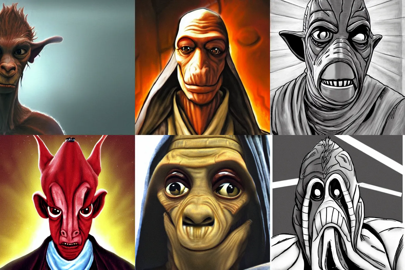 Prompt: Jar Jar Binks, sith Lord, star wars, criminal trial, star wars prequels, war criminal