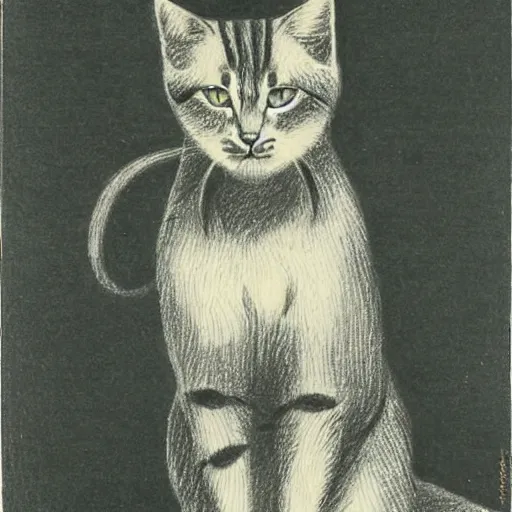 Image similar to a drawing of a cat by friedrich schroder - sonnenstern