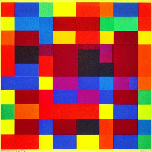 Prompt: an abstract picture a 64 coloured squares arranged in a 8x8 grid, ellsworth kelly, artstation