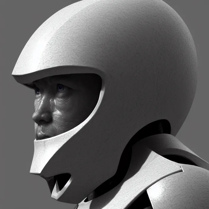 Prompt: a portrait of a character in an spaceship by nihei tsutomu, black and white, modern clean white armor, highly detailed, 3 d render, vray, octane, realistic lighting