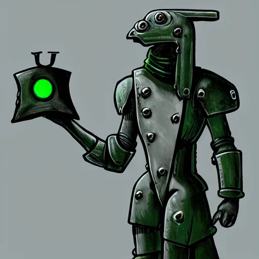 Image similar to sci - fi plague doctor power armor, inhumanly tall, inhumanly thin, black plate clawed hands, plague doctor mask, green glow eyes, green glowing trim, focused, plague, heavy armor, illustration, award winning, digital art, trending on artstation, incredible, highly detailed, fantasy, sci - fi