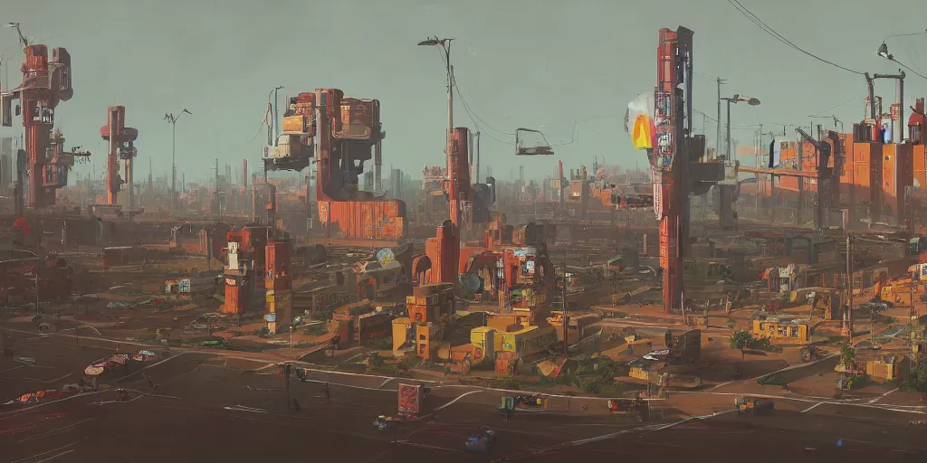 Prompt: a weird town city places with a giant weird animalsimon stalenhag, high detail, digital art, realistic, trending on artstation