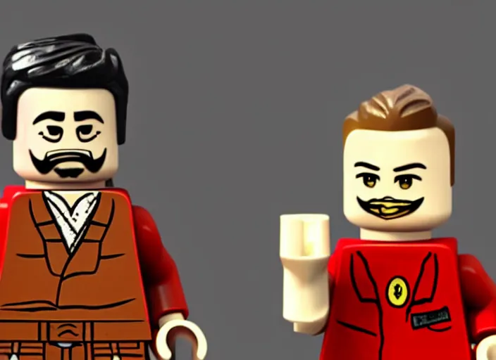 Image similar to hyperdetailed stalin and lenin as lego characters, unreal engine, lumen, nanite