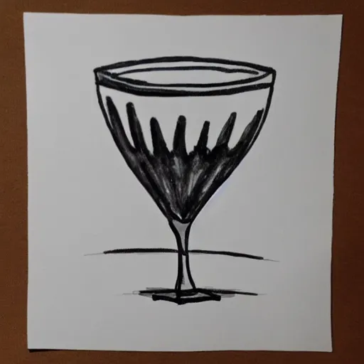 Prompt: simple ink drawing of a crystal chalice