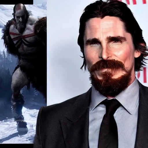 Image similar to actor christian bale the God of War game