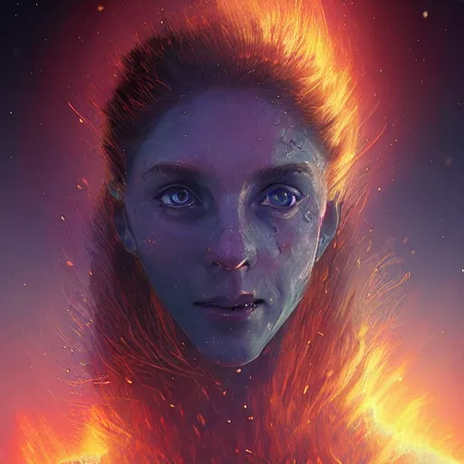 Image similar to epic portrait Planet earth burning from space, stars, dark, accurate, digital painting, artstation, concept art, soft light, hdri, smooth, sharp focus, illustration, fantasy, intricate, elegant, highly detailed, D&D, matte painting, in the style of Greg Rutkowski and Alphonse Mucha and artemisia, 8k, highly detailed, jurgens, rutkowski, bouguereau, pastoral, rustic, georgic