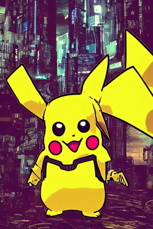 Image similar to Cyberpunk Pikachu wearing headphones