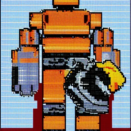 Image similar to robot knight, highly detailed pixel art, 6 4 - bit