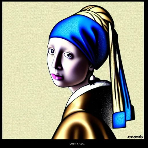 Prompt: girl with a pearl earring, anime drawing, digital art, anime screenshot, trending on pixiv