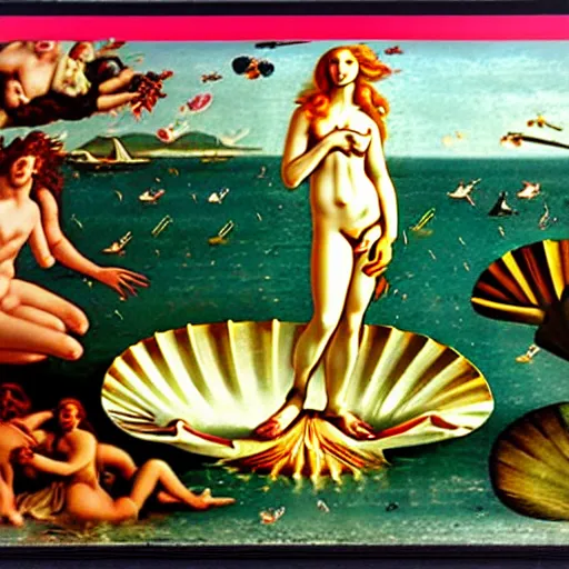 Prompt: A Polaroid photo of the birth of Venus, full color, detailed, clean background, full shot, 4k