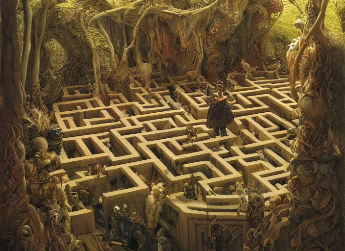 Image similar to jim henson's labyrinth maze by edgar maxence and caravaggio and michael whelan and delacroix style, artistic, intricate painting, cinematic lighting, hyper realistic, extremely detailed, establishing shot, 8 k resolution, dramatic lighting