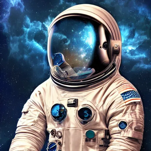 Prompt: portrait of an astronaut floating in a nebula, digital art, detailed