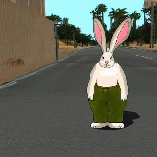 Prompt: big chungus rabbit in gta san andreas