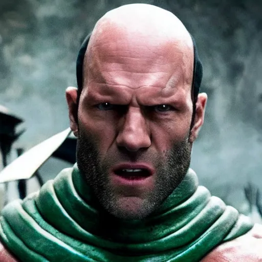 Prompt: Jason Statham as King Piccolo in live action Dragon Ball movie