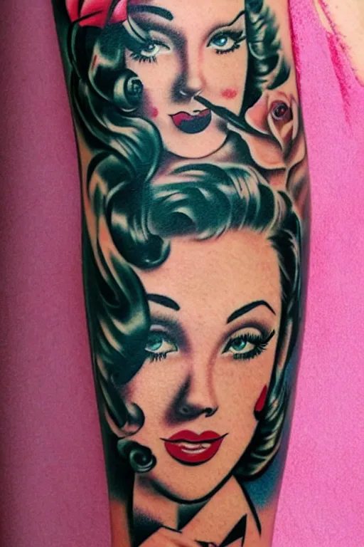 Image similar to pinup girl tattoo by Sarah Gaugler