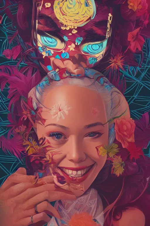 Image similar to a girl smiling, Tristan Eaton, victo ngai, artgerm, RHADS, ross draws