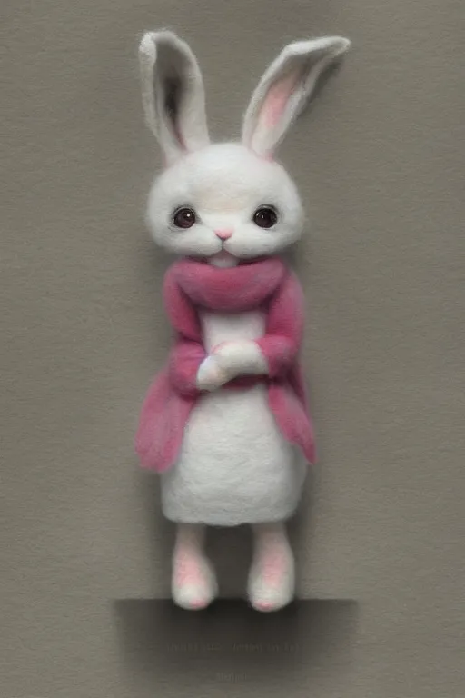 Prompt: matte sharp painting cute little fluffy bunny, a wool felted dream, painted by mark ryden, artgerm, artstation behance storybook