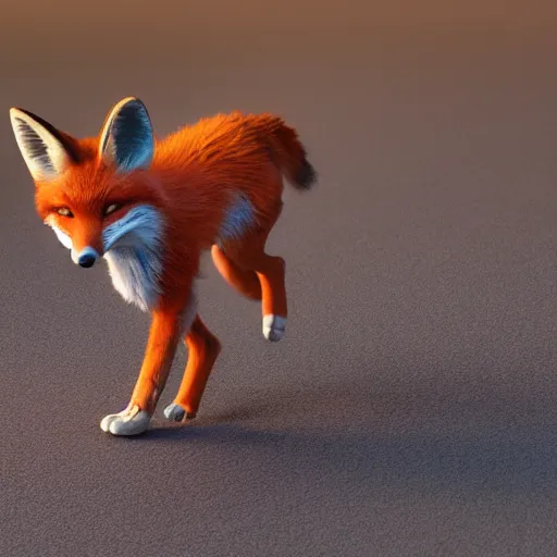 Prompt: a highly detailed photographic render of a fox dancing, beautifully lit, ray traced, octane 3D render, octane render, unreal engine