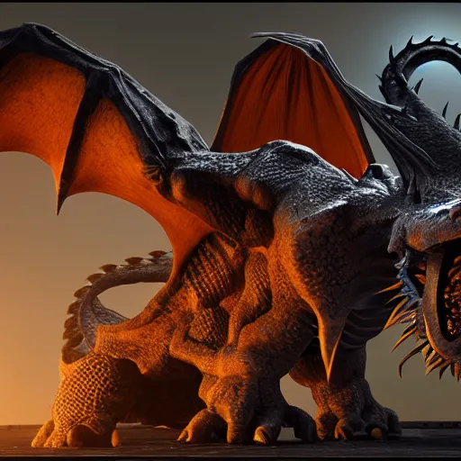 Prompt: a 3 d render of a dragon, unreal engine, realistic,