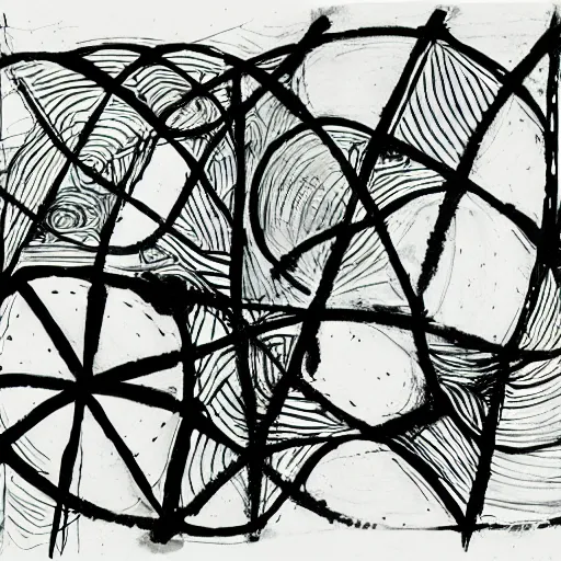 Prompt: minimalictic black and white art brut, ink, pencil