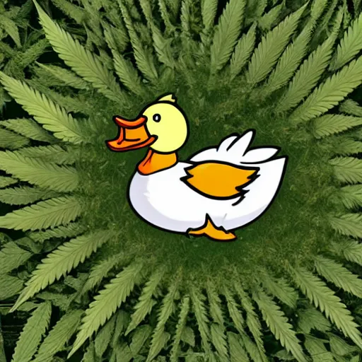 Image similar to duck, marijuana plant, marijuana buds, duck, duck surrounded by weed