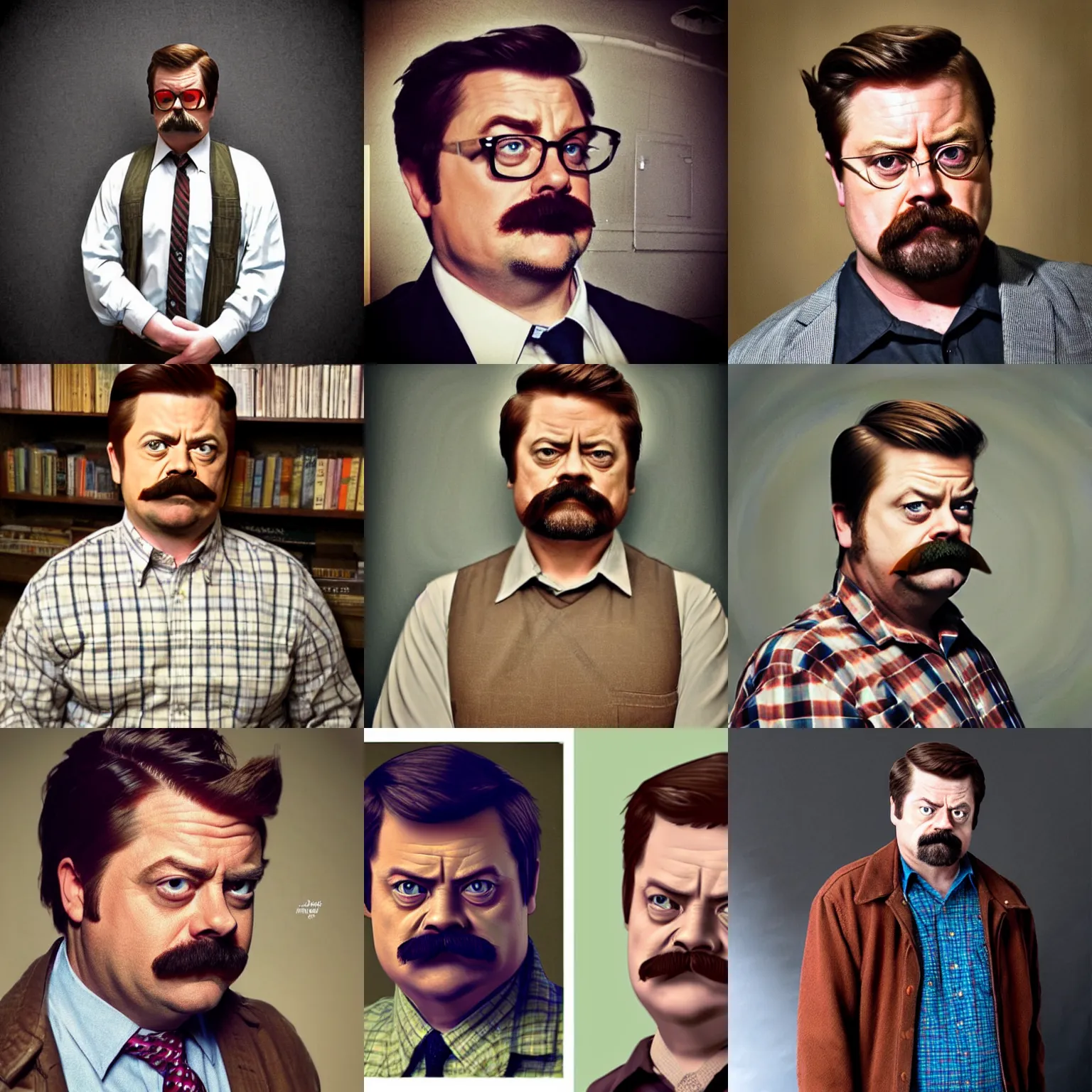 Prompt: Ron Swanson as a hipster nerd