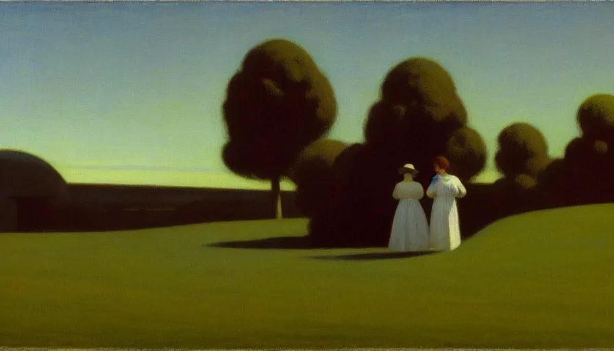 Prompt: an ethereal dream of a girl by edward hopper and steven outram, people panic in the distant background, hd, 8 k