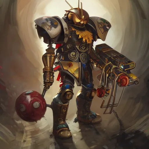 Image similar to doctor ivo robotnik as warhammer 4 0 k character, highly detailed, digital painting, artstation, sharp focus, illustration, art by tan zi and ayanamikodon and alphonse mucha and wlop