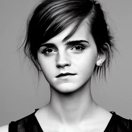 Image similar to a masterpiece portrait photo of a beautiful young woman who looks like a manic pixie dream girl emma watson, symmetrical face