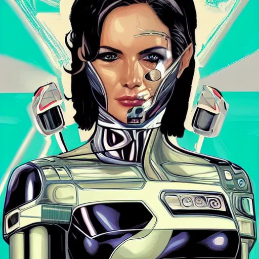 Image similar to portrait of a female android, by MARVEL comics and Sandra Chevrier