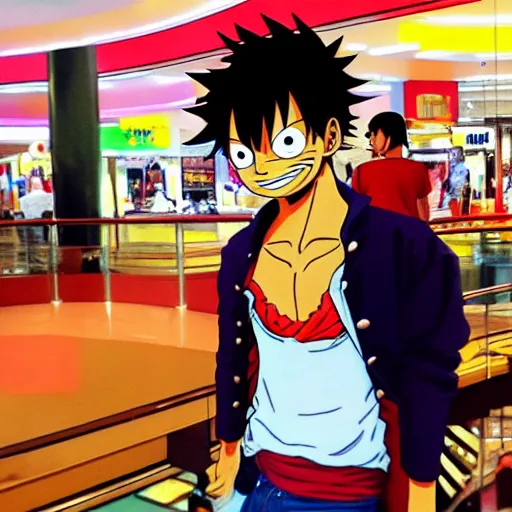 Prompt: luffy in the mall