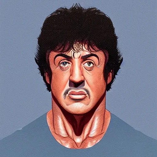 Prompt: “ sylvester stallone retro minimalist portrait by jean giraud, moebius starwatcher comic, sharp, smooth face, 8 k ”