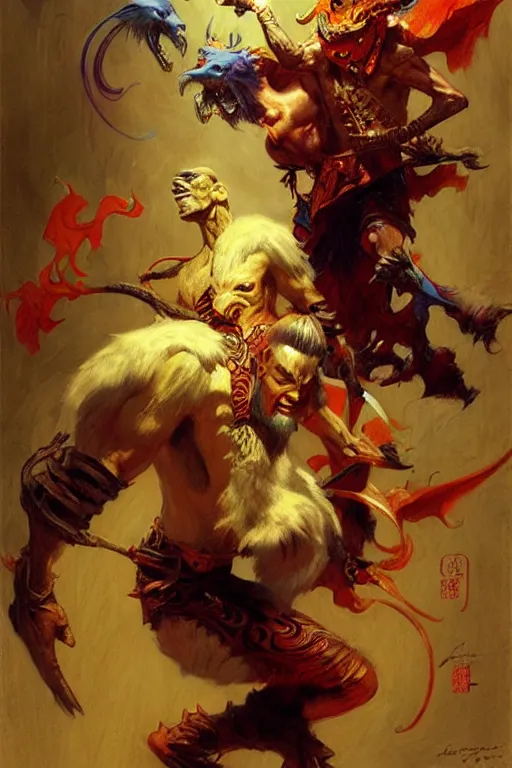 Image similar to fantasy, monster, character design, ming dynasty, colorful, painting by gaston bussiere, craig mullins, j. c. leyendecker