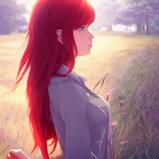 Prompt: a portrait of a young redhaired woman countryside landscape ambient lighting, 4k, anime, key visual, lois van baarle, ilya kuvshinov rossdraws The seeds for each individual image are: [3081018170, 1309988900, 513330673, 188216907, 4262862863, 3278750727, 2975884124, 2654465279, 2506921471, 497280902, 2263539546]