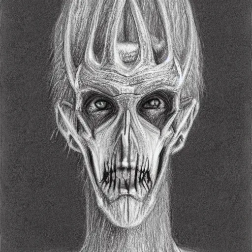 Prompt: a pencil sketch portrait of a Wendigo